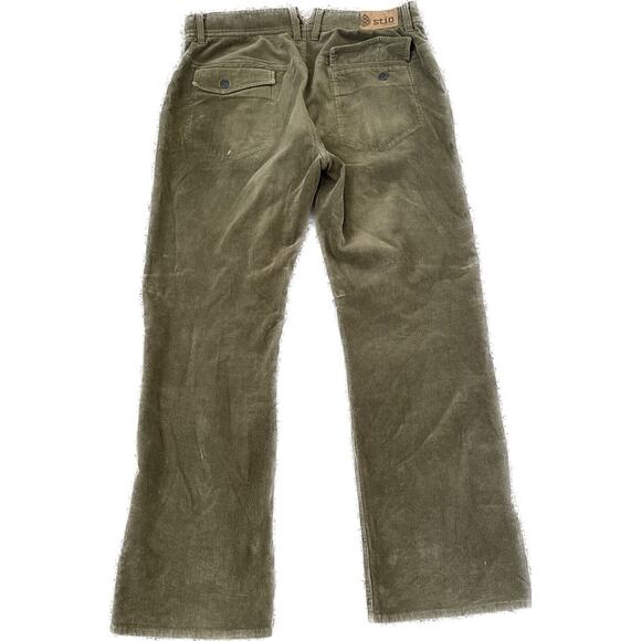 STIO Mens Olive Green Cotton Corduroy Pants 5 pocket Size 40R 40x32 - Picture 2 of 7